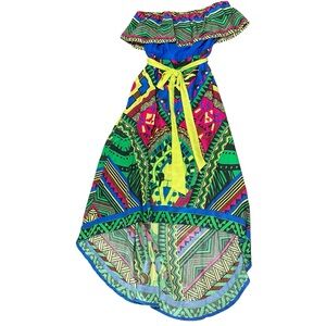 Flying Tomato Strapless High-Low Vibrant Boho Dress Women’s Medium